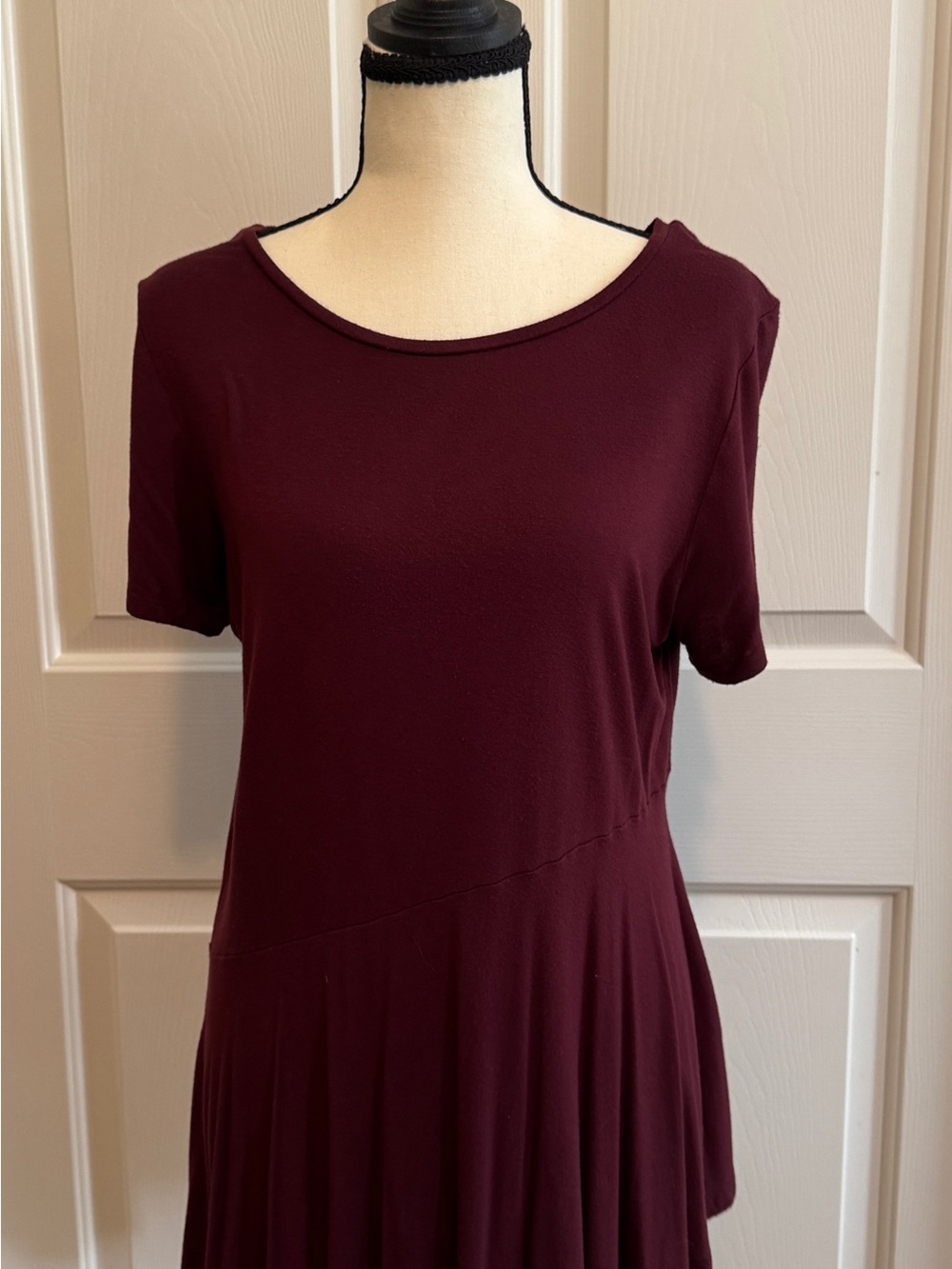 Apt. 9 Burgundy Asymmetrical Peplum Knit Top Size Medium